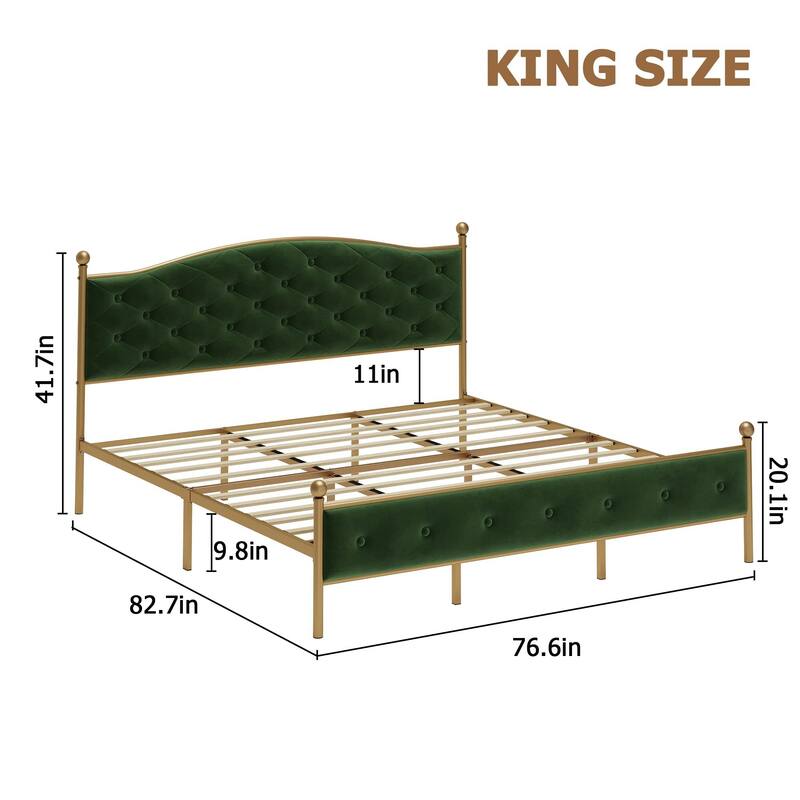 Velvet Upholstered Bed Frame with 10.2" UnderBed Storage Bed Bath